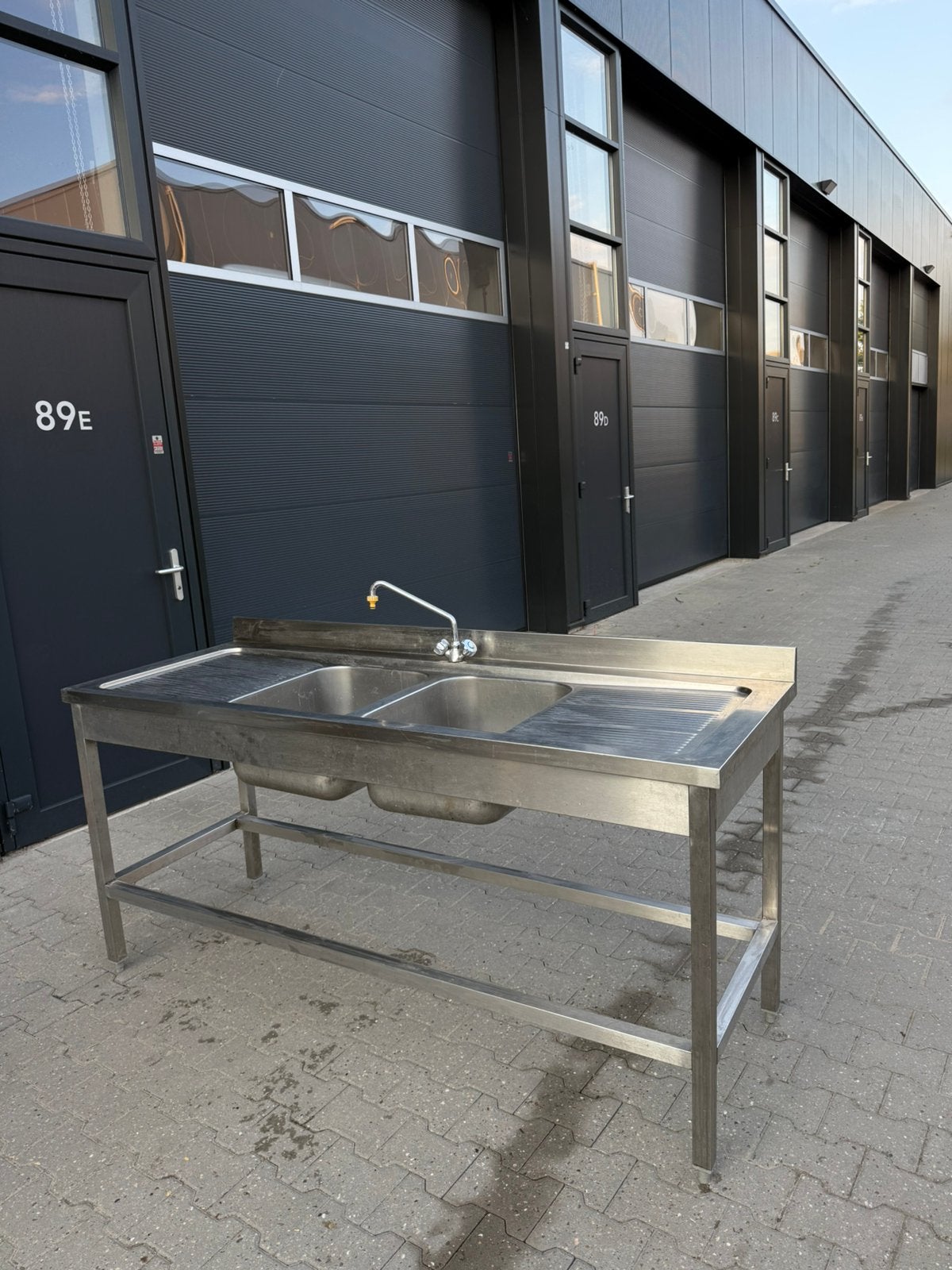 RVS dubbele spoeltafel HORECA, Ophalen, Zo goed als nieuw