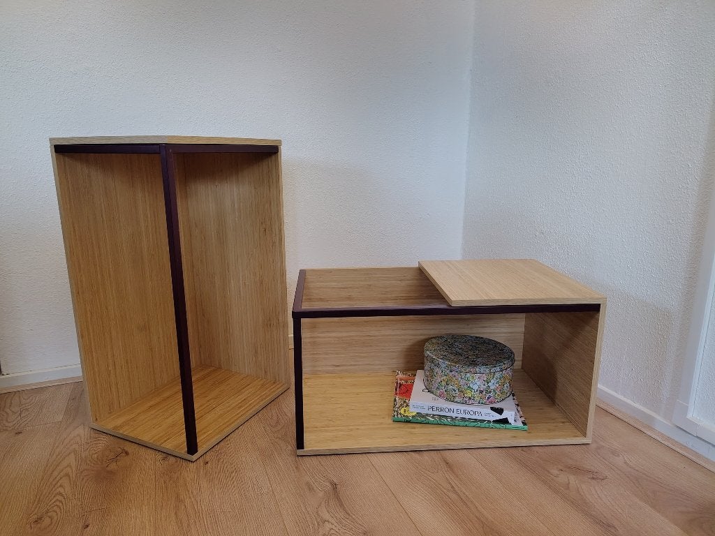 2 Bamboe wandkastjes - stapelbaar en op te hangen, Huis en Inrichting, Ophalen, Zo goed als nieuw