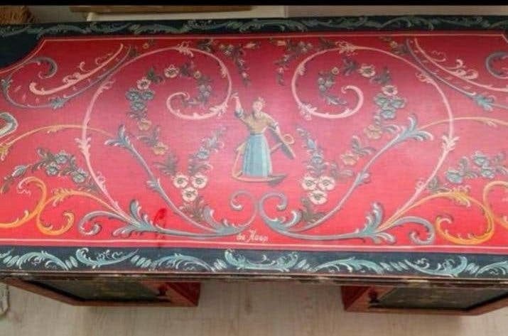 Antiek Hindelooper Kinderbureautje - Handgeschilderd 1943, Ophalen