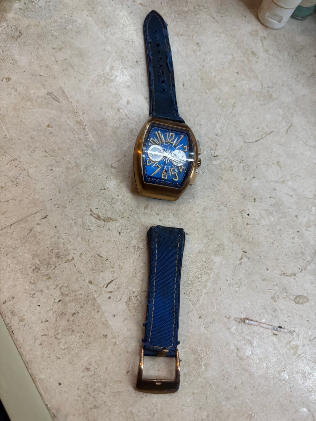 Vanguard Yachting Blue Chronograph 18kt Rose Gold, Ophalen of Verzenden, Goud, Overige merken, 1960 of later