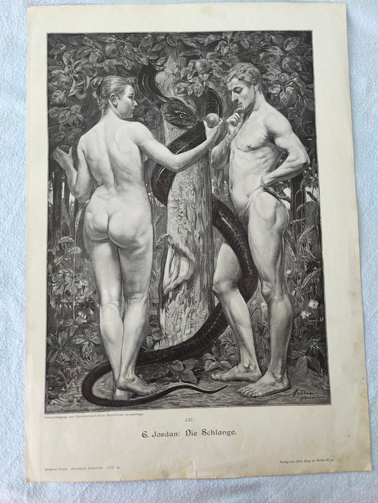 E. Jordan: Die Schlange (19e eeuw), 1800 - 1899, Religie, Ophalen of Verzenden, Gravure