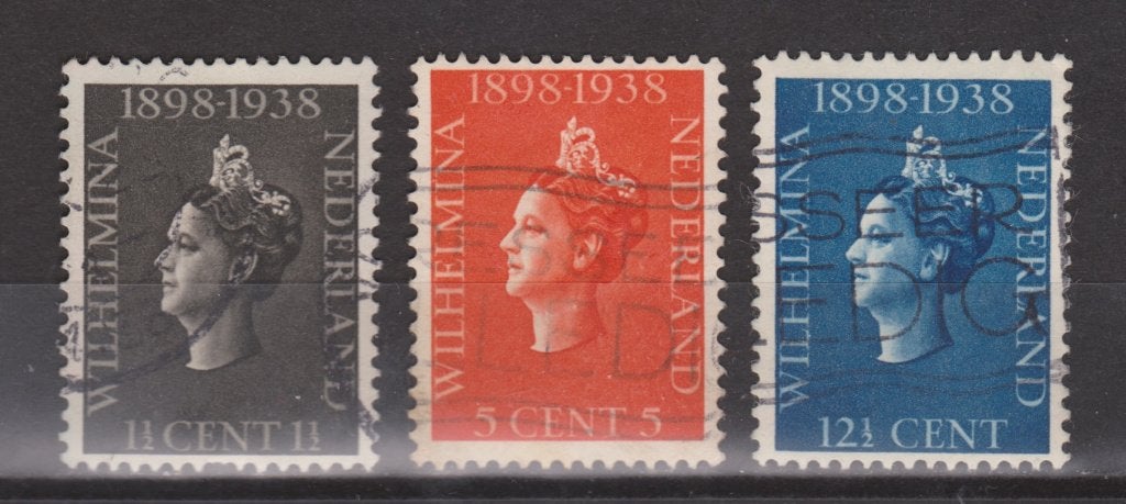 NEDERLAND 310 - 312 Wilhelmina ; jaren 1928 t/m 1940 10% CW, Ophalen of Verzenden, T/m 1940, Gestempeld