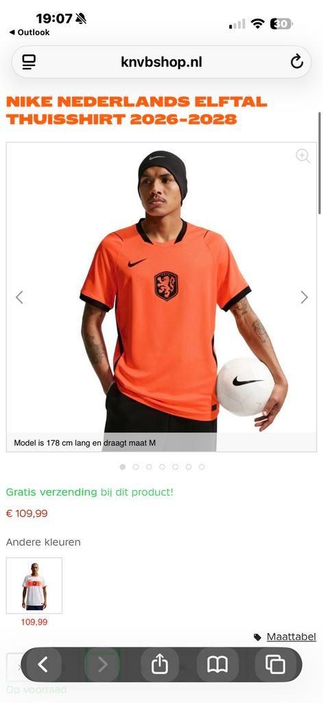 NIKE NEDERLANDS ELFTAL THUISSHIRT 2026-2028, Ophalen of Verzenden, Nieuw, Maat 48/50 (M), Oranje