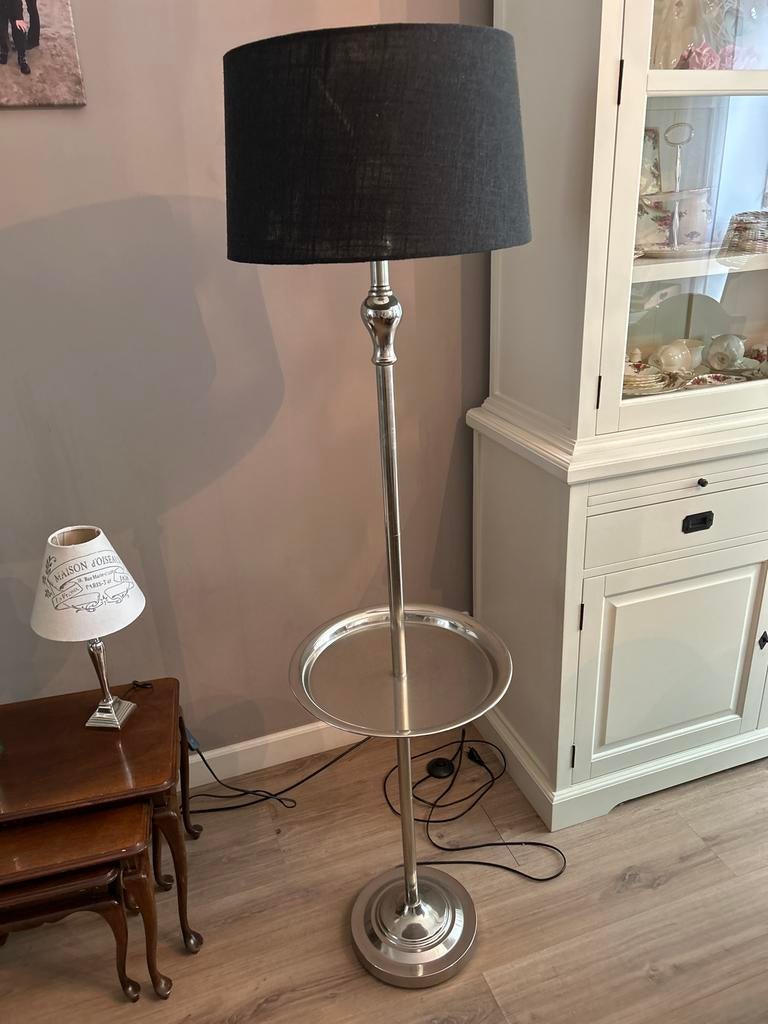 Staande lamp metaal met lampenkap, Huis en Inrichting, Lampen | Vloerlampen, Ophalen, Zo goed als nieuw, Metaal, 150 tot 200 cm