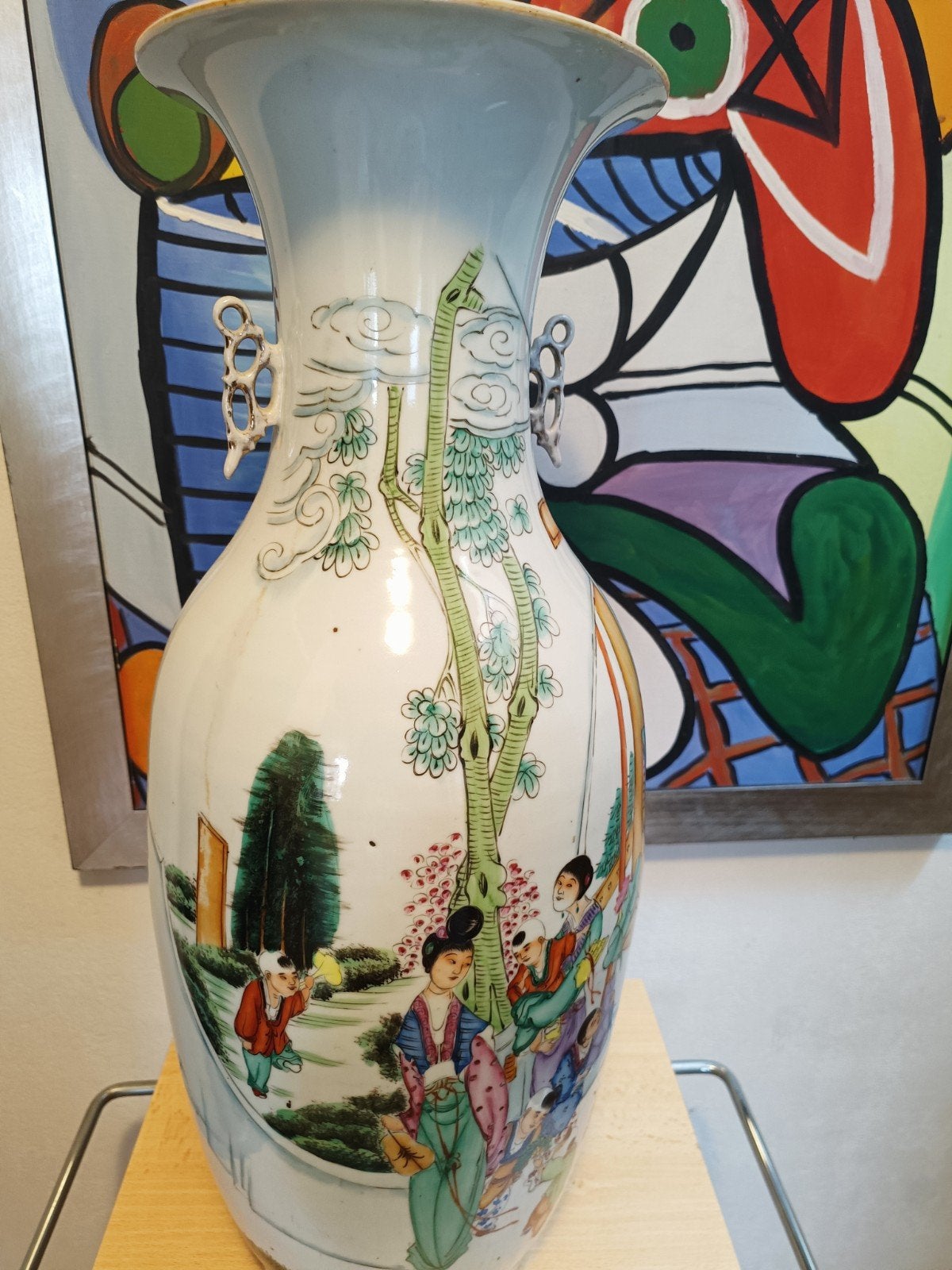 Grote Chinese balustervormige vaas met decoratie, 58 cm, Ophalen