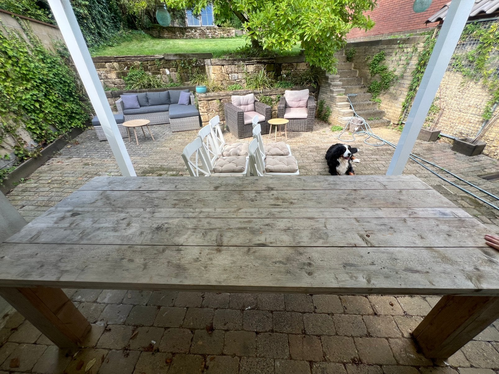 Steigerhouten tuintafel, Ophalen, Gebruikt, Rechthoekig, Hout