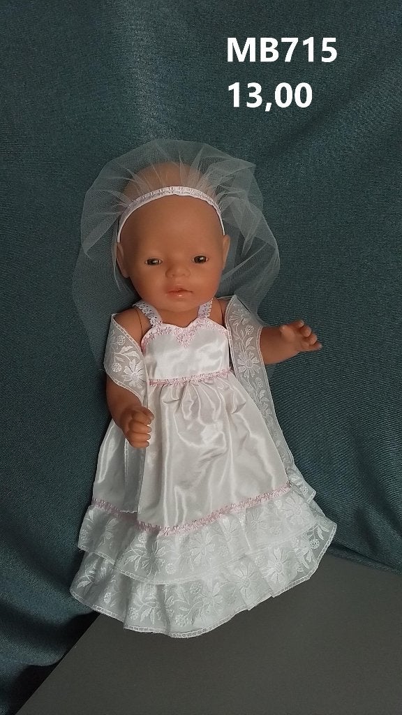 Poppenkleertjes baby born. Bruidsjurk. Opbrengst KiKa., Kinderen en Baby's, Ophalen, Nieuw, Babypop