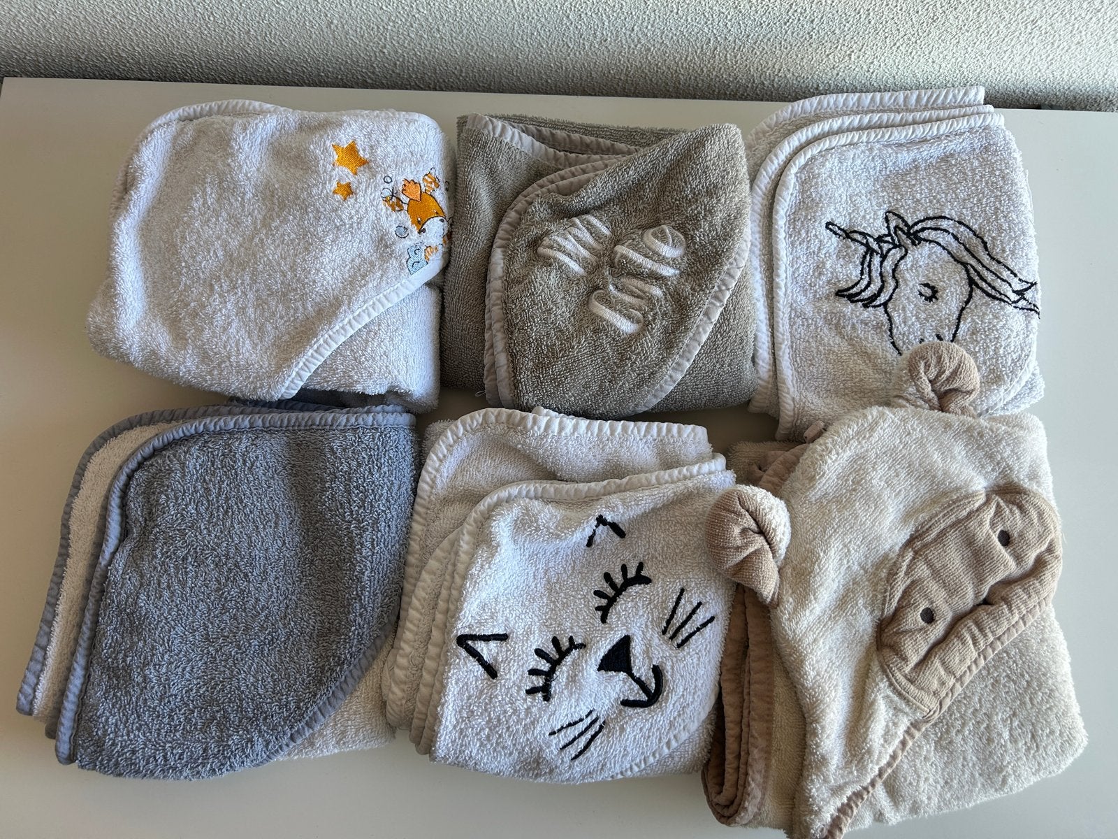 6 badcapes voor baby's - diverse designs, Ophalen, Gebruikt