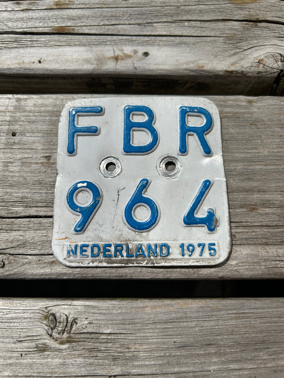 Bromfiets verzekeringsplaatje FBR 964 Nederland 1975, Ophalen of Verzenden, Gebruikt, Overige typen