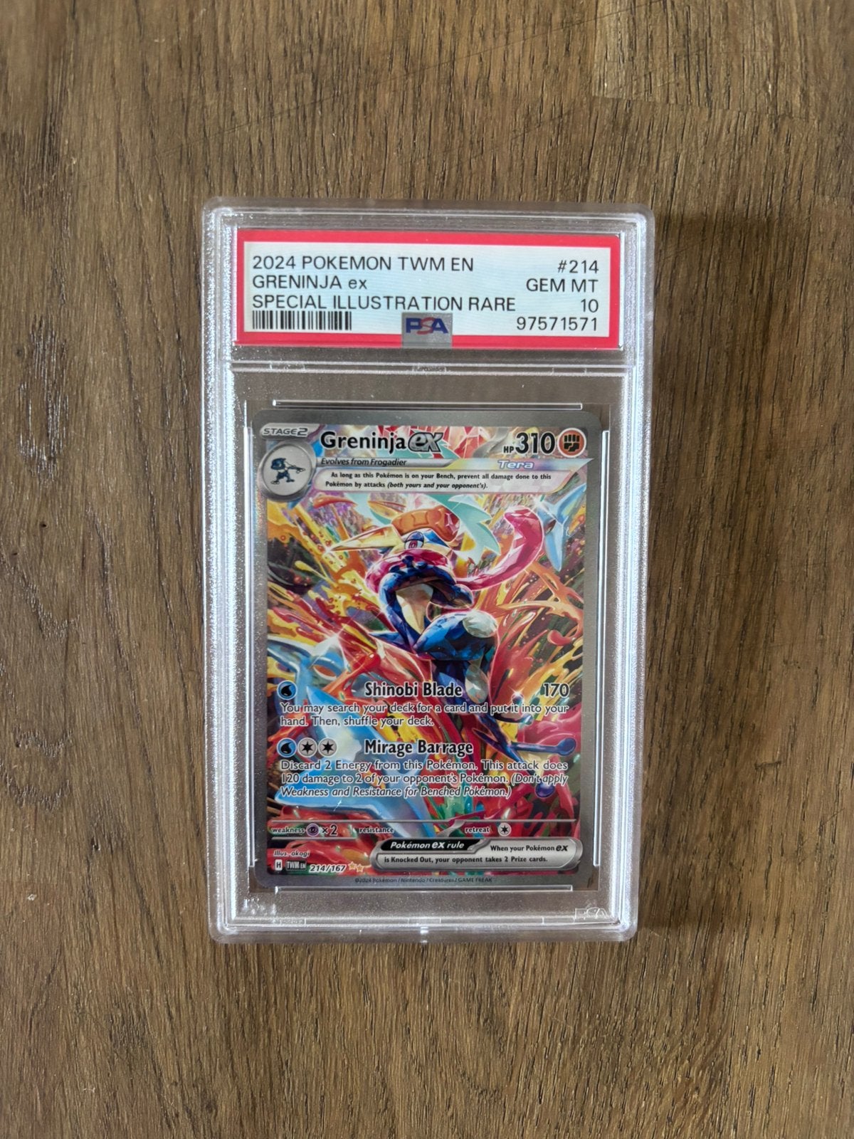 Greninja ex 214 PSA 10 Twilight Masquerade, Ophalen of Verzenden, Zo goed als nieuw