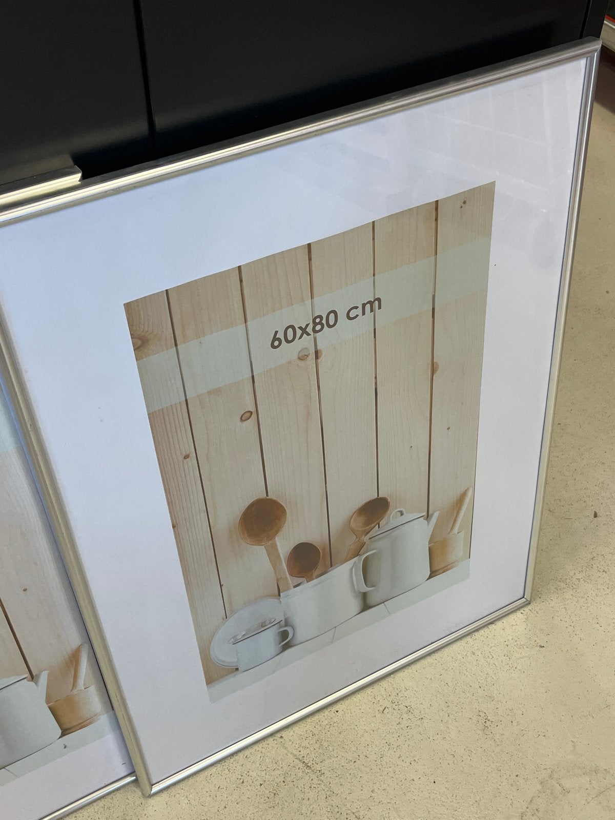 3 Zilverkleurige aluminium fotolijsten met glas 60x80 cm, Huis en Inrichting, Woonaccessoires | Lijsten, Ophalen, Gebruikt, Fotolijst