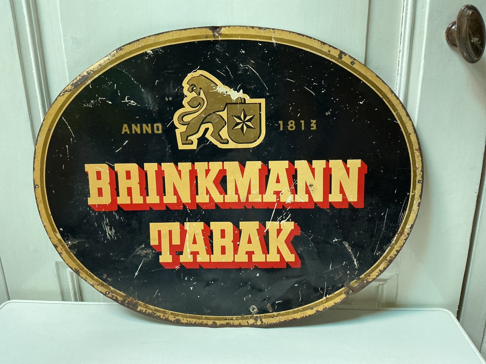 Vintage Brinkmann Tabak reclamebord, Ophalen of Verzenden, Gebruikt, Reclamebord