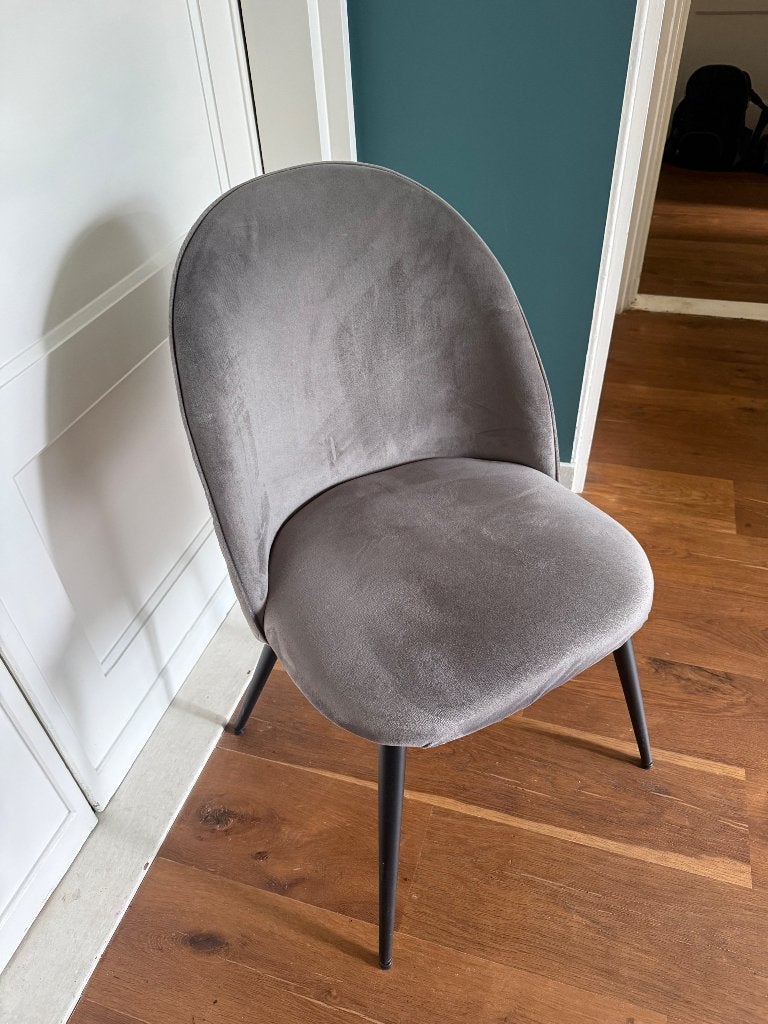 Grijze eettafel stoelen JYSK - set van 2, Ophalen, Gebruikt, Twee, Stof