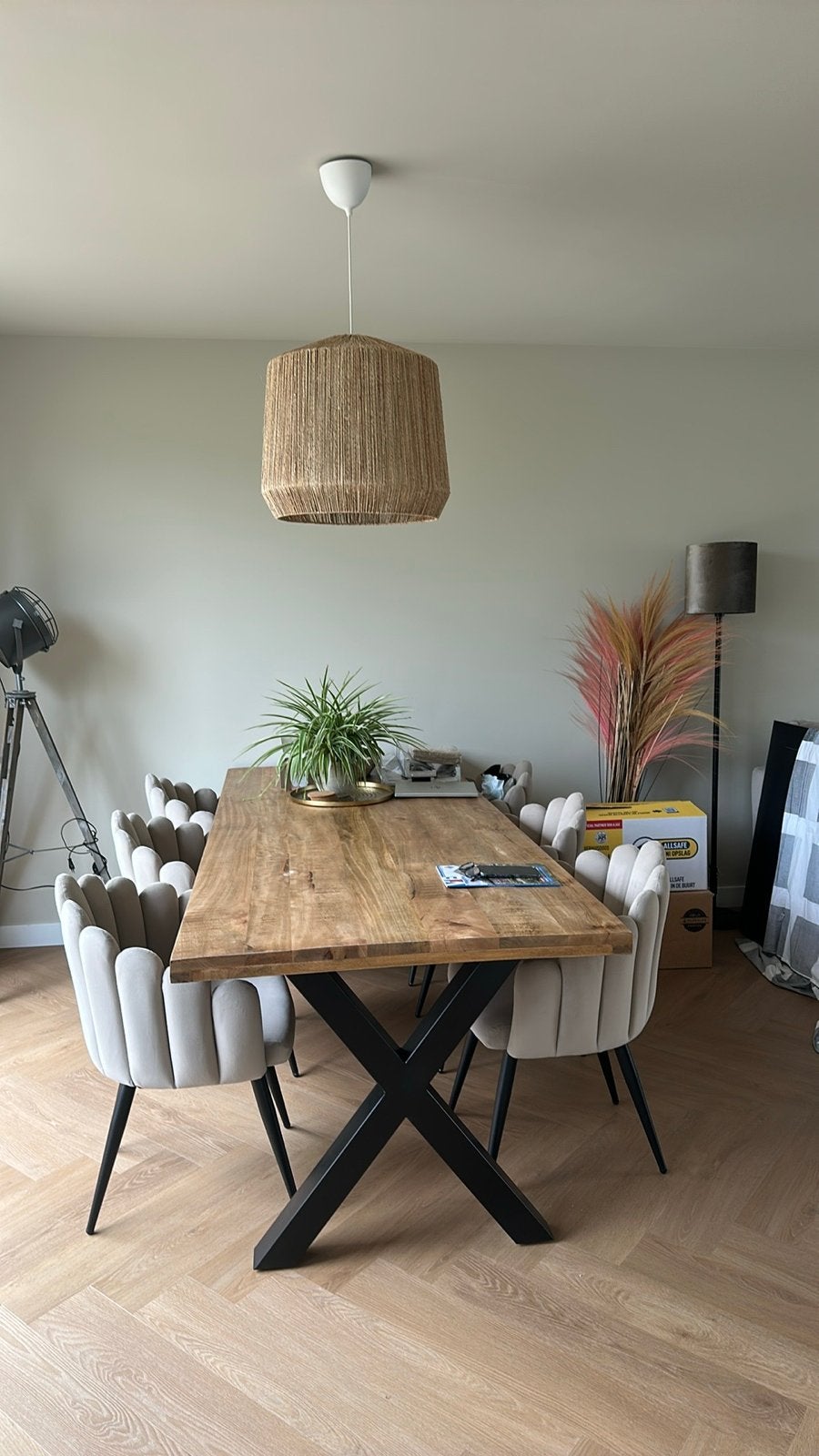 Ibiza style hanglamp, naturel, sfeervol, Ophalen, Zo goed als nieuw, Overige materialen, 50 tot 75 cm