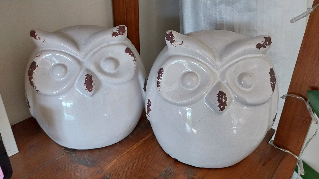Decoratieve witte porseleinen uiltjes, Ophalen of Verzenden, Zo goed als nieuw, Dier