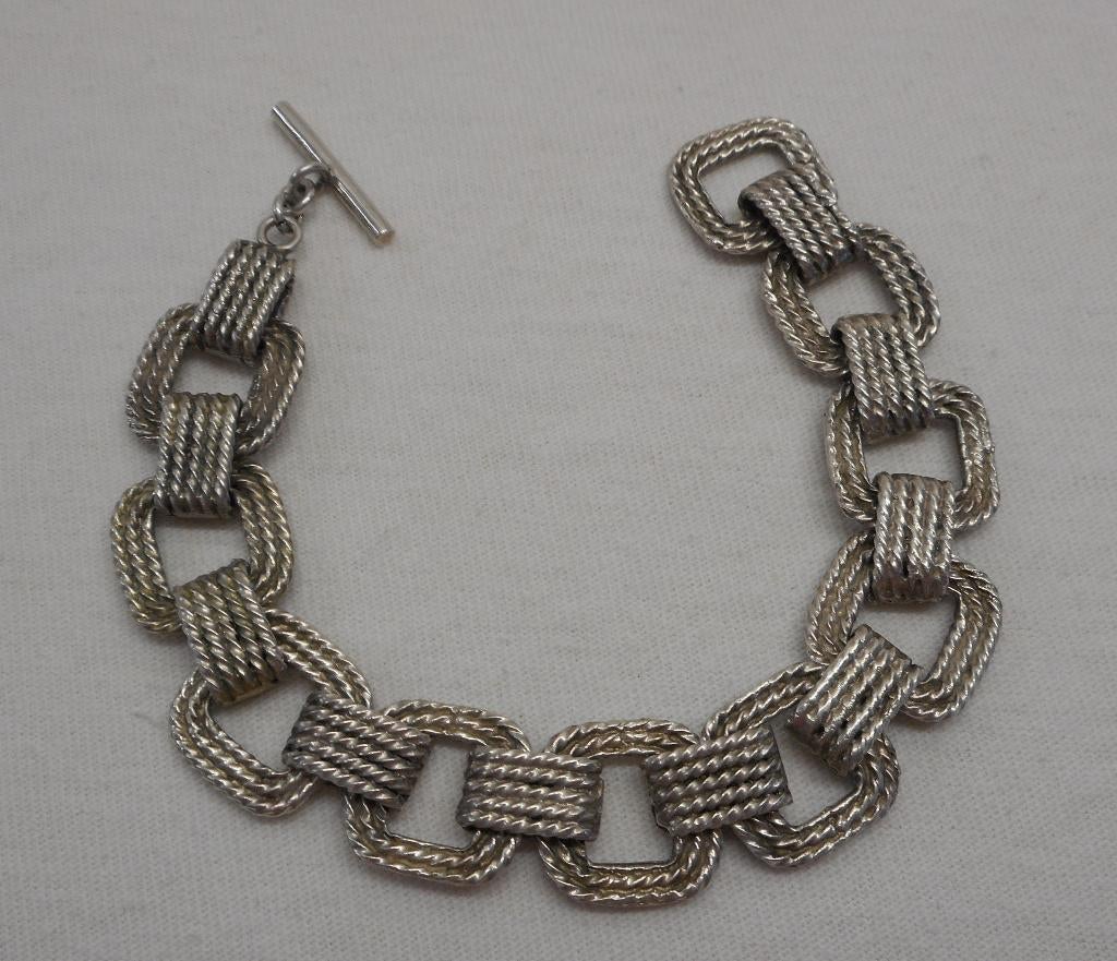 Zilveren prachtige zware vintage schakel armband nr.1169, Verzenden, Zo goed als nieuw, Zilver, Zilver