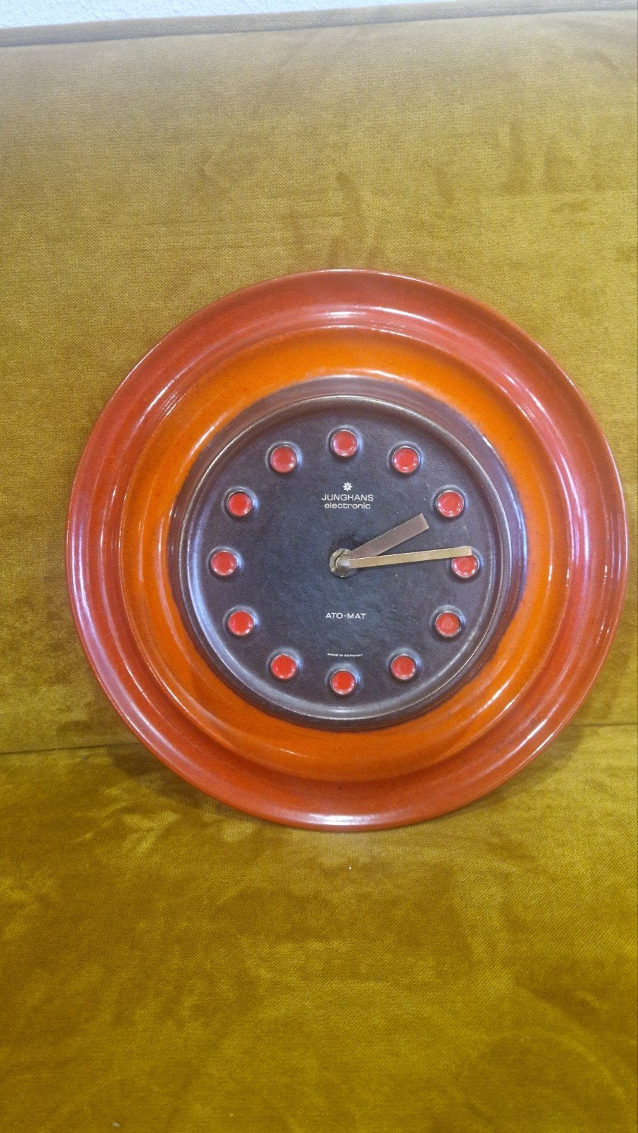 Junghans Ato-Mat klok oranje keramiek - Vintage Design, Antiek en Kunst, Ophalen of Verzenden