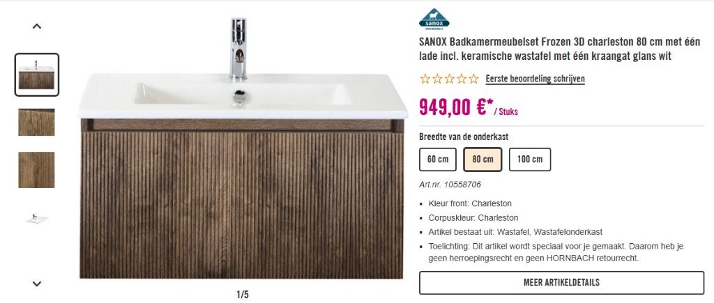 Luxe badkamermeubel Frozen 3D charleston 80 cm breed, Huis en Inrichting, Ophalen, Nieuw, 50 tot 100 cm, Minder dan 100 cm