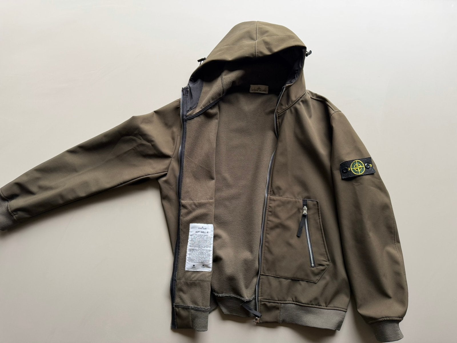 Stone Island Soft Shell-R Jas leger groen - Maat M/L, Ophalen of Verzenden, Maat 48/50 (M), Blauw, Stone Island
