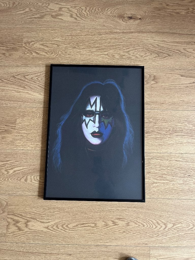 kiss-ace frehley poster A2 ingelijst, Rechthoekig Staand, Nieuw, Ophalen of Verzenden, A1 t/m A3