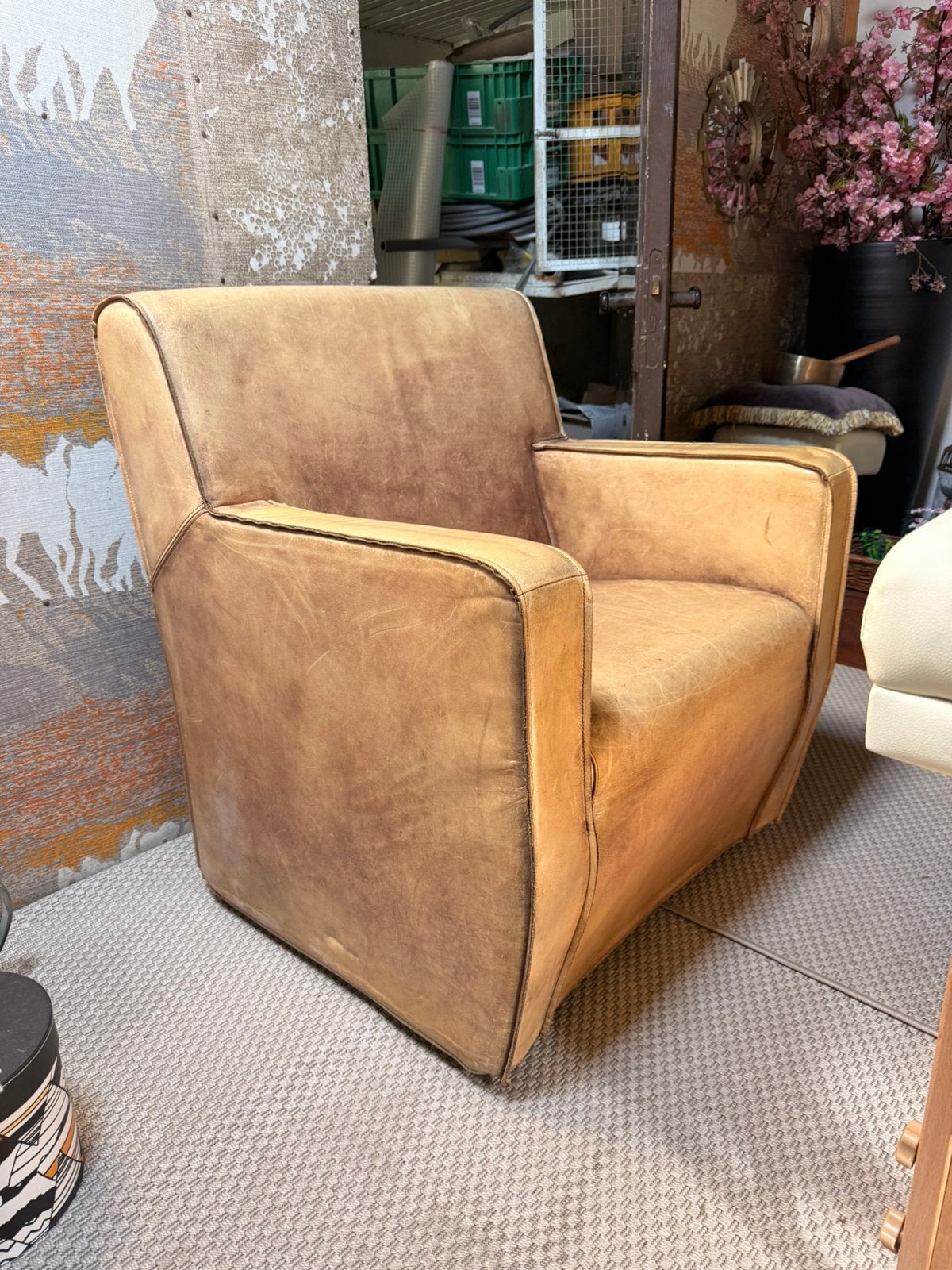Goossens fauteuil leder / leer / bruin / cognac, Huis en Inrichting, Ophalen, Zo goed als nieuw, 50 tot 75 cm, Leer