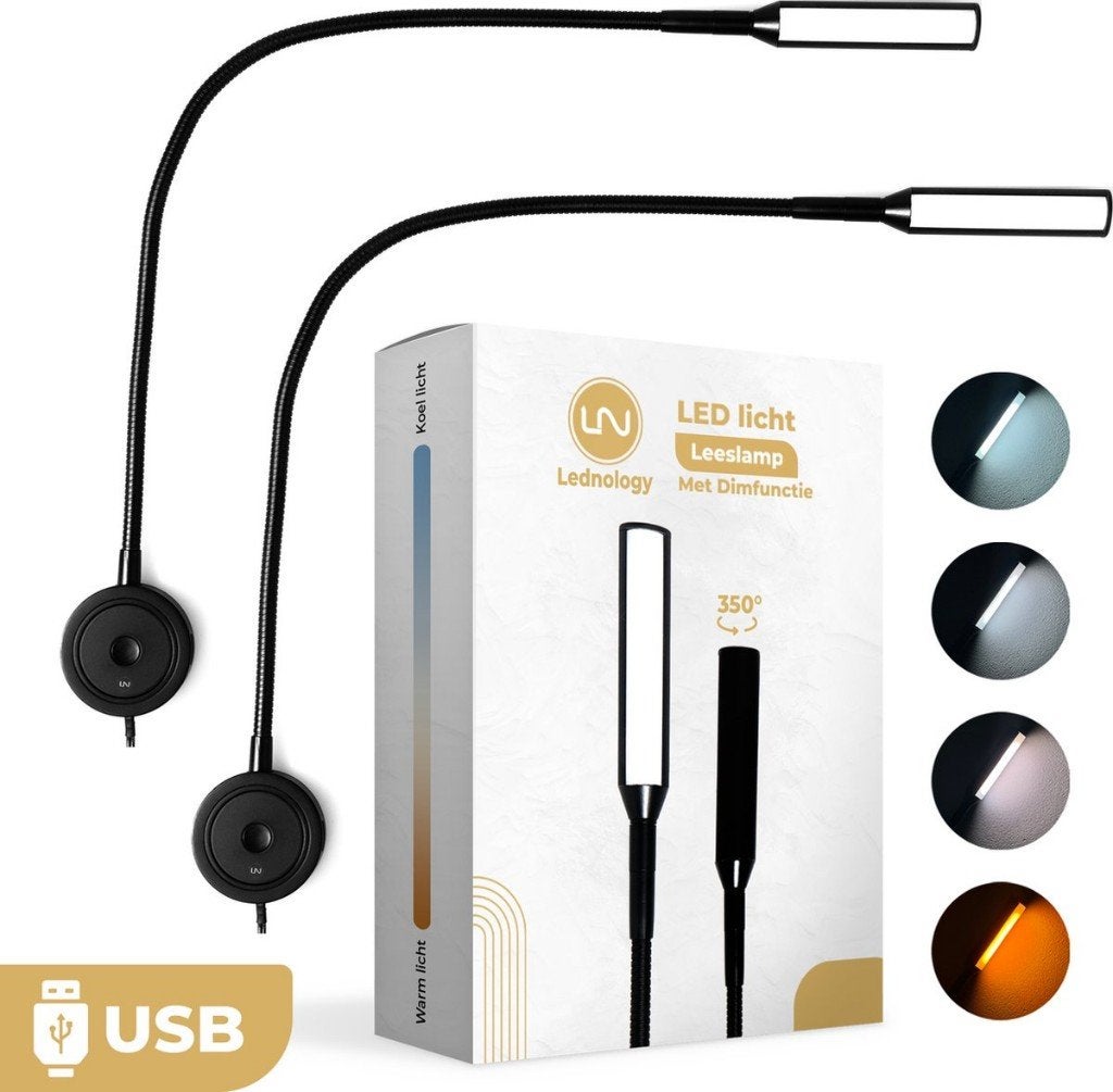 Led leeslamp 4 lichttinten met usb ingang, Nieuw, Overige fittingen, Ophalen of Verzenden, Minder dan 100 cm