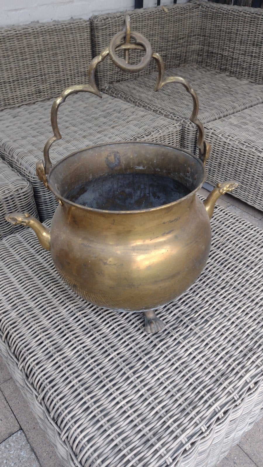 grote koperen ketel met twee tuiten griffioen koppen 19 eeuw, Ophalen of Verzenden, Koper