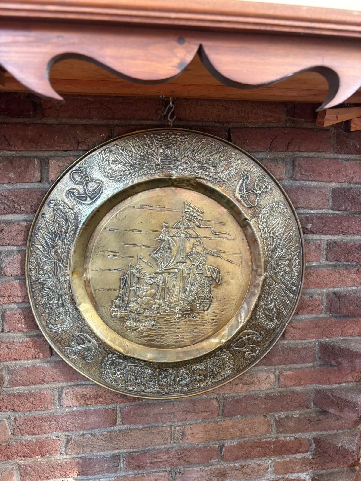 Wand Plaat Bord Schippers Tafereel Antiek, Ophalen