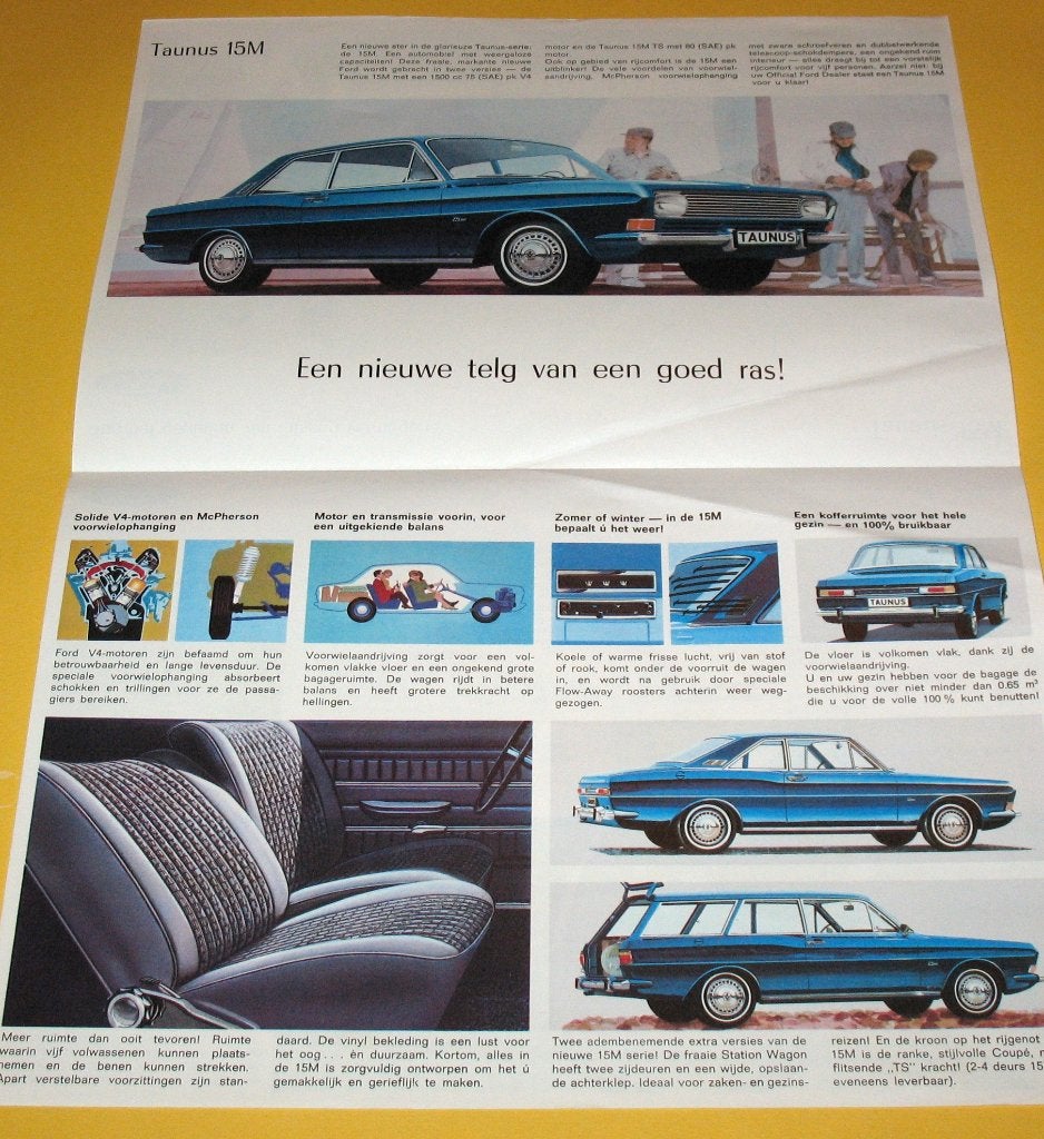 Folder autofolder Ford Taunus 15M 1966, Ophalen of Verzenden, Gelezen, Ford