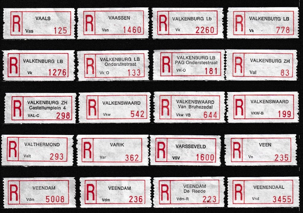 175 Aantekenstrookjes, Type 90, Letter V, Postzegels en Munten, Postzegels | Nederland, Verzenden, Na 1940, Gestempeld