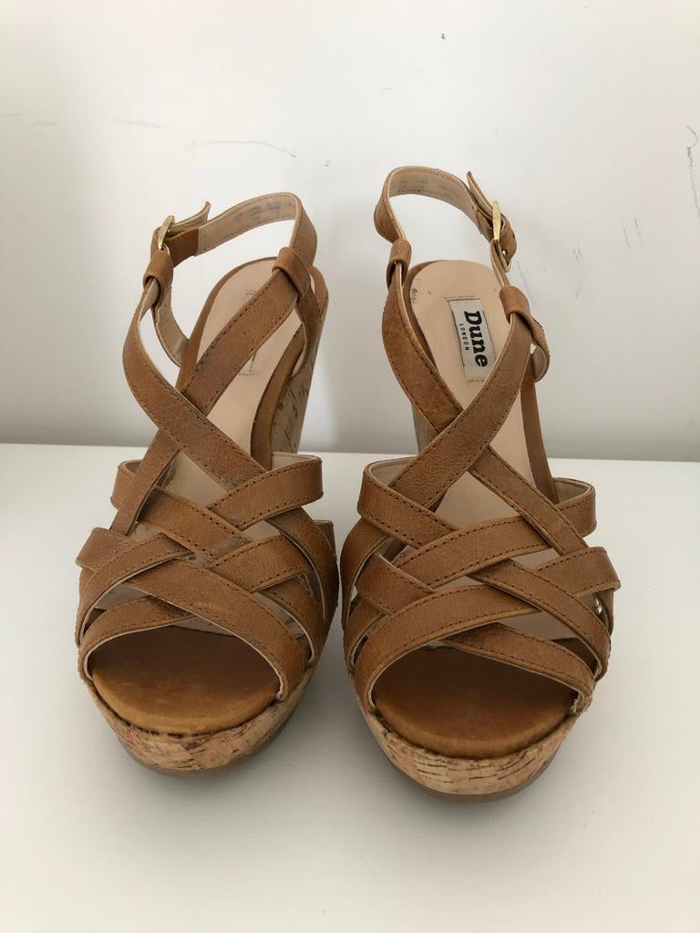 Dune London sleehak sandalen - Maat 38, Kleding | Dames, Schoenen, Ophalen of Verzenden, Gedragen, Bruin, Sandalen of Muiltjes