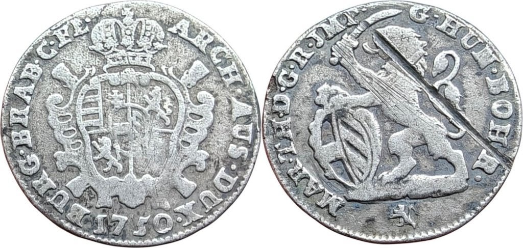Schelling 1750 Brugge Maria Theresia zilver Belgie, Postzegels en Munten, Ophalen of Verzenden, Zilver, Losse munt, Zilver