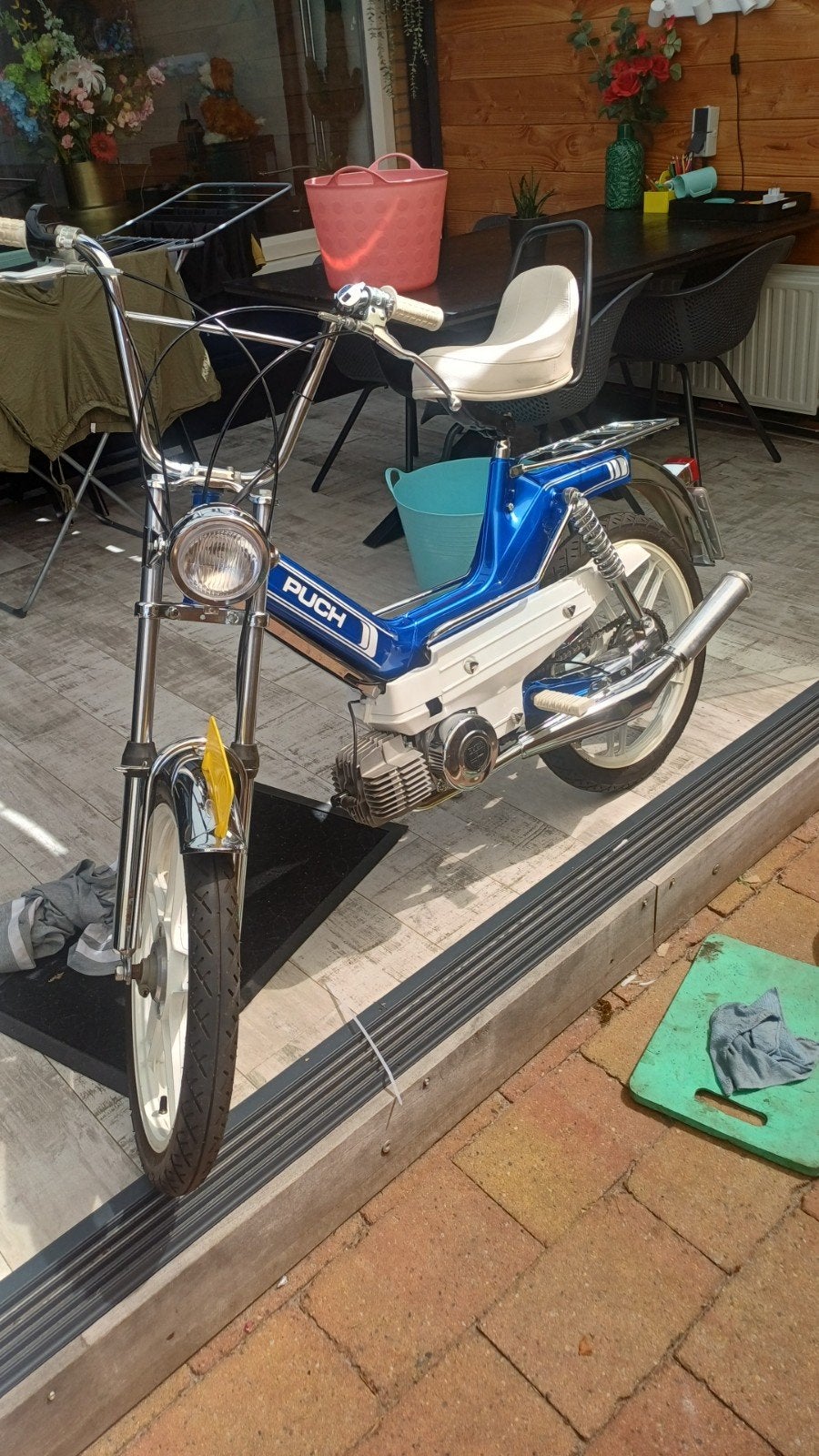 Puch Maxi met kenteken - Blauw/Wit, Fietsen en Brommers, Brommers | Puch, Ophalen, Gebruikt, Maximaal 45 km/u, Maxi