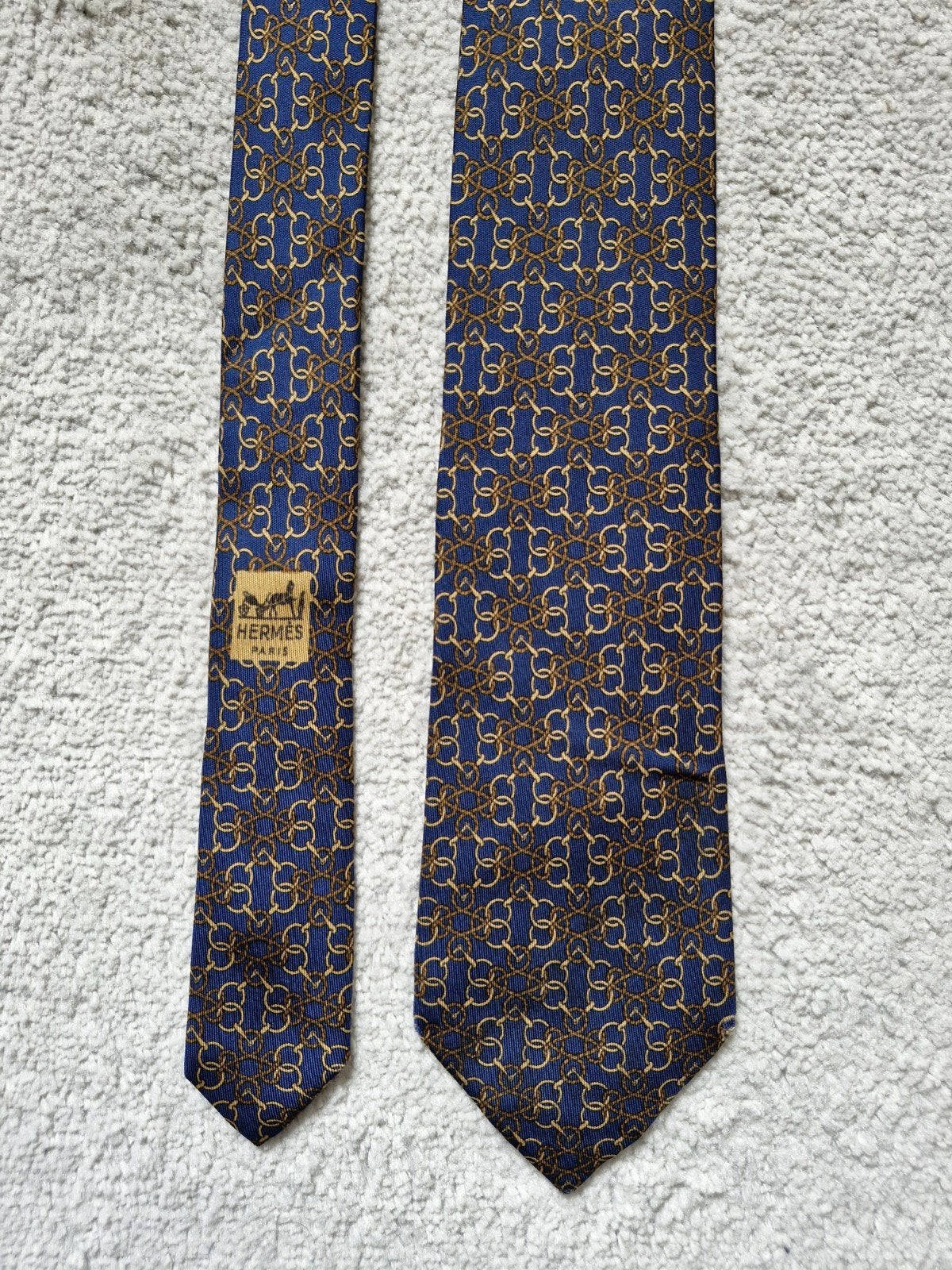Hermès stropdas model 760UA vintage jaren '70, Kleding | Heren, Hermès, Blauw, Ophalen of Verzenden, Met patroon