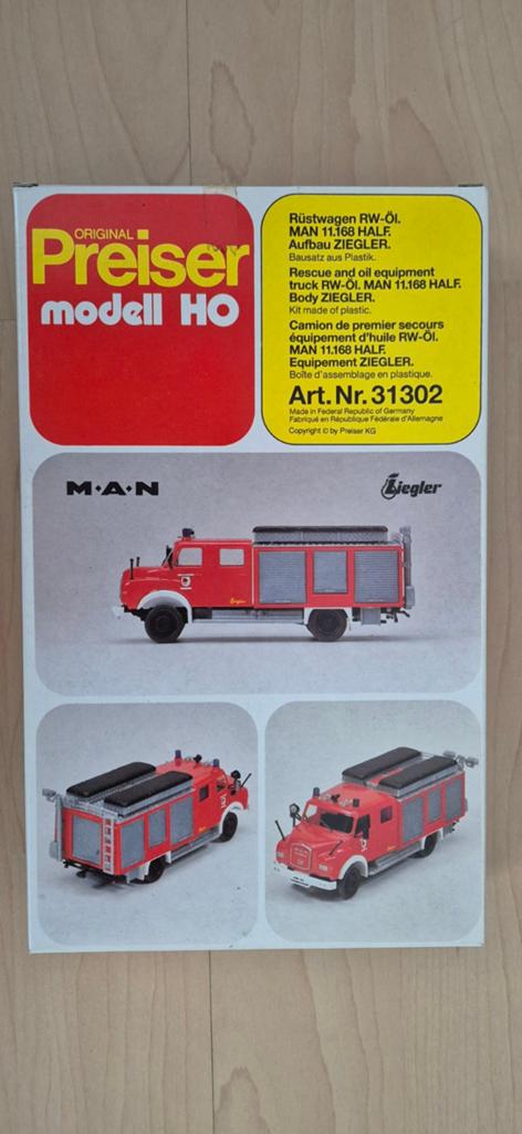 PREISER BRANDWEERVOERTUIG H0, Hobby en Vrije tijd, Ophalen of Verzenden, Nieuw, Overige merken