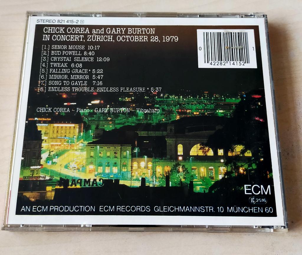 Chick Corea and Gary Burton In Concert Zurich CD ECM 1979, Ophalen of Verzenden, 1980 tot heden, Gebruikt, Jazz