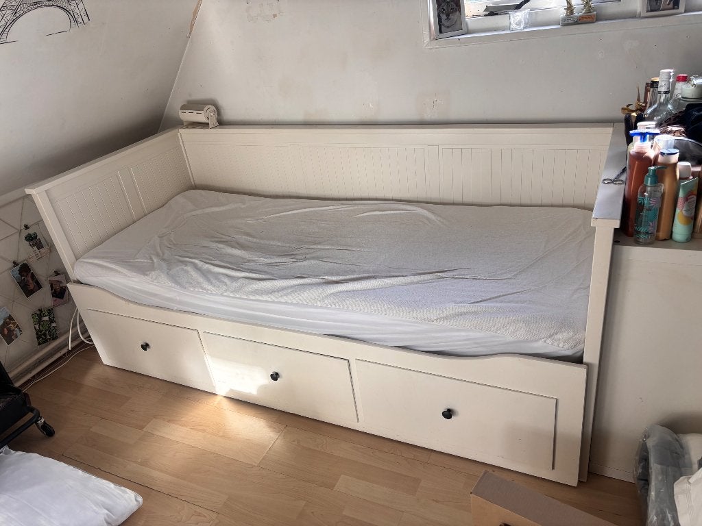 Hemnes bedbank ikea met 3 lades wit 80x200 cm, Huis en Inrichting, Slaapkamer | Slaapbanken, Ophalen, Gebruikt, Eenpersoons, Wit