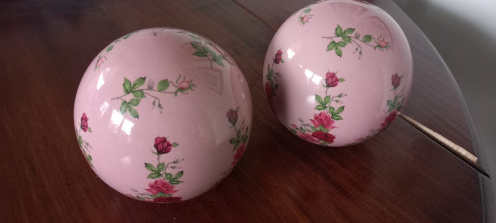 Vintage Roze Ballen Roos, Ophalen of Verzenden