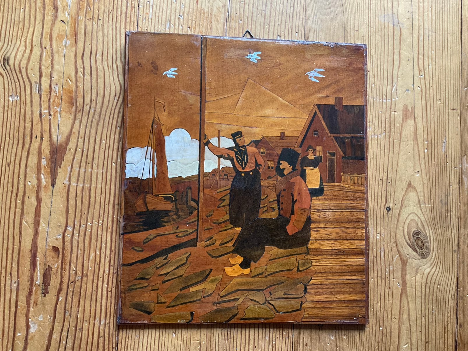 Ingelegt houten schilderij marken, Ophalen