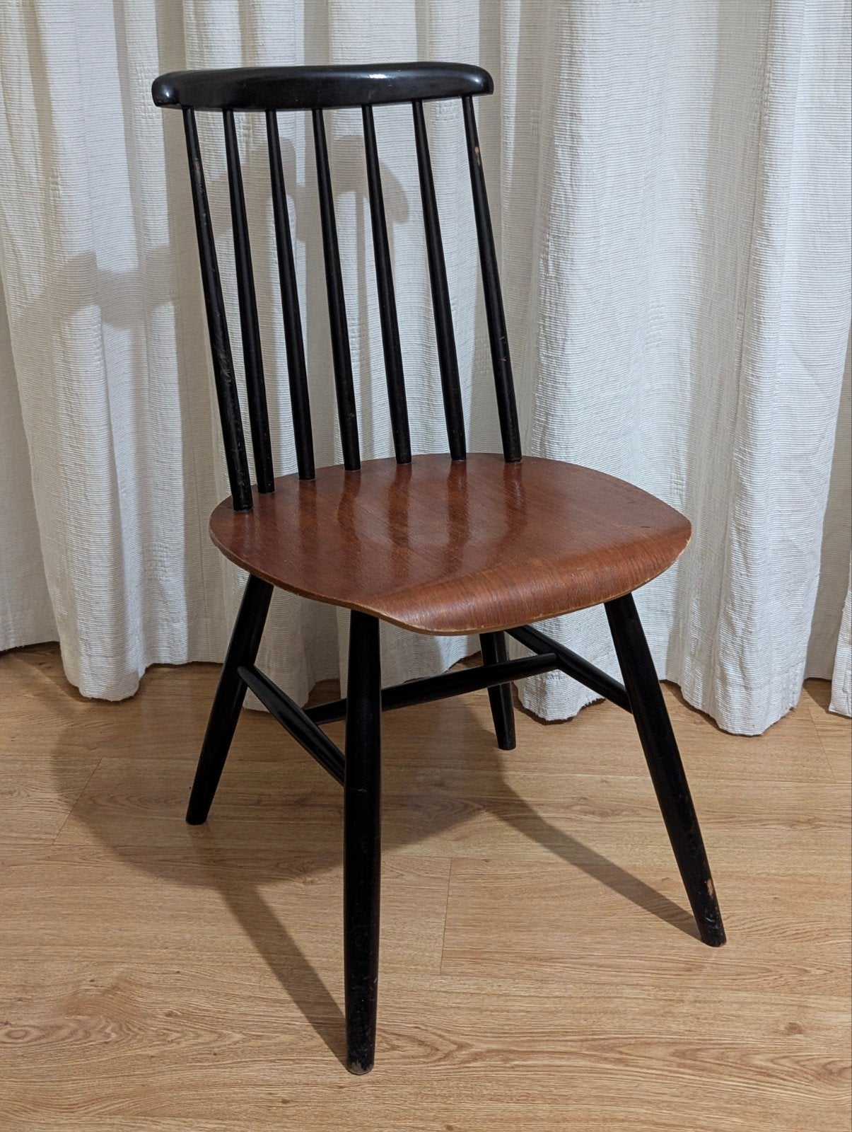 Vintage spijlenstoel - Pastoe / Fanett stijl, Ophalen, Bruin, Zo goed als nieuw, Eén