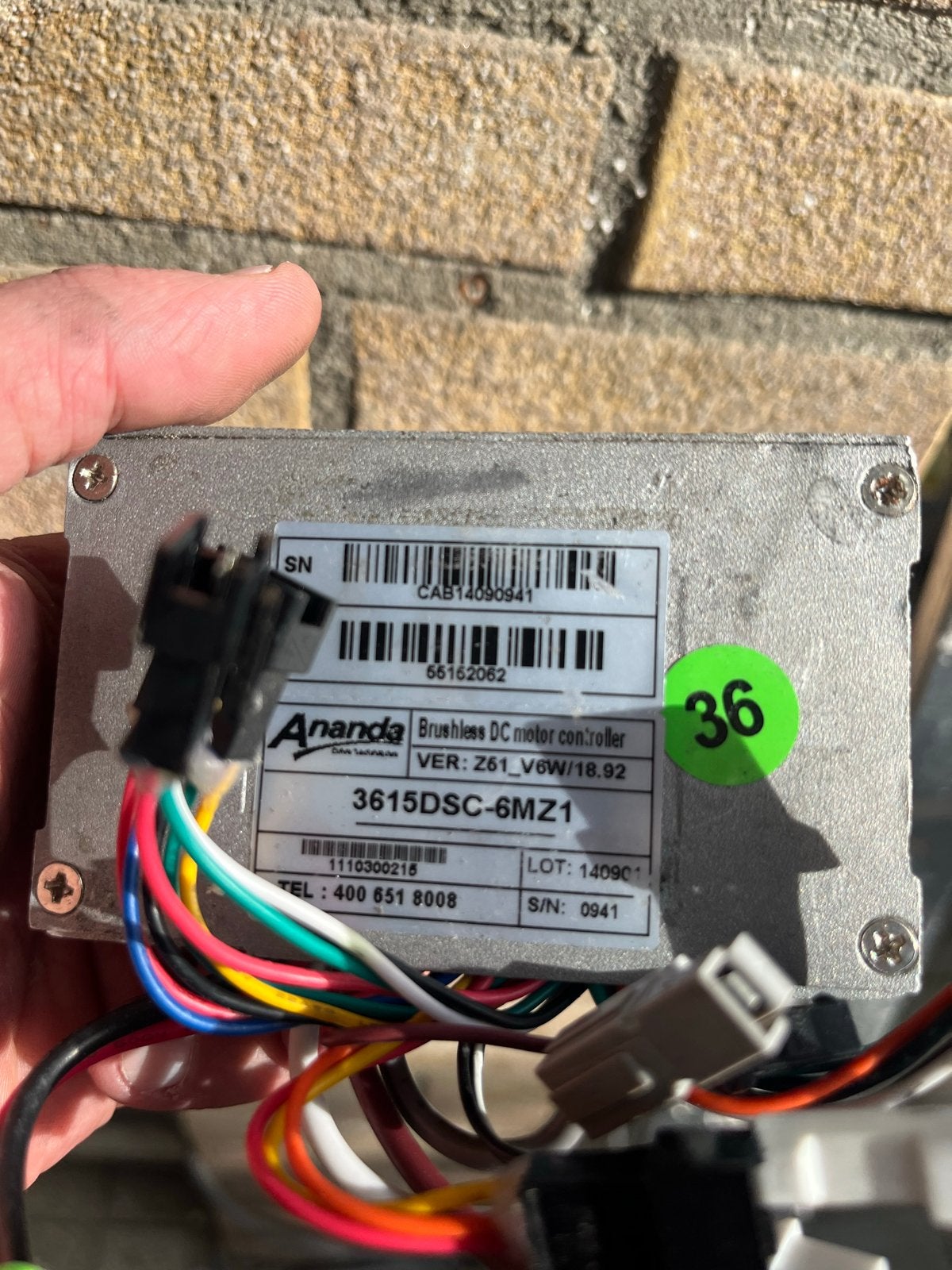 Ananda 36V Borstelloze DC Motor Controller E-bike, Ophalen of Verzenden, Gebruikt, Elektrische fiets, Overige typen