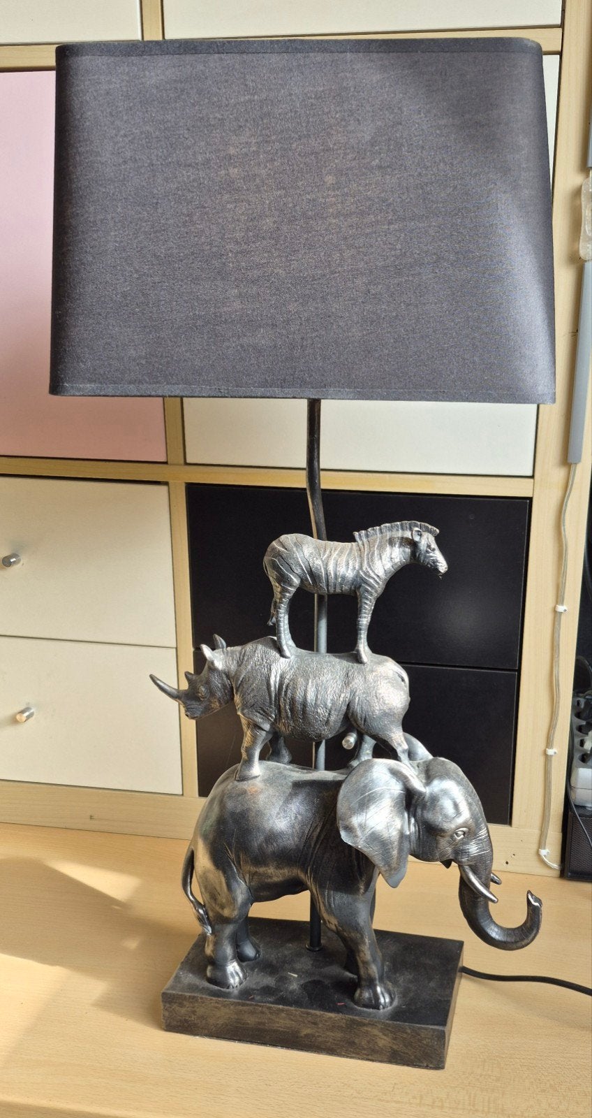 olifant, neushoorn, zebra tafellamp, Figuurlamp, Overige merken, Zo goed als nieuw, Metaal