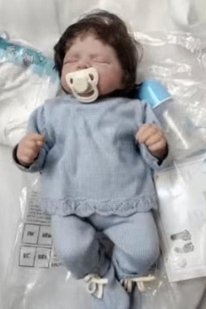 Realistische baby pop levensecht Pascal blauw (48cm), Ophalen of Verzenden, Nieuw, Pop