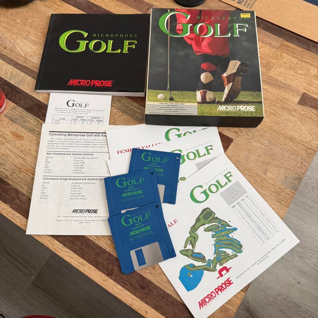 MicroProse Golf – Commodore Amiga + Doos Handleiding Kaarten, Ophalen of Verzenden