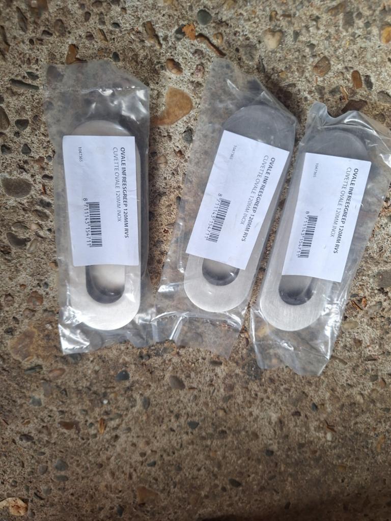 ovale infreesgreep 120mm rvs voor 3stuks 10,-, Nieuw, Ophalen of Verzenden, X, X