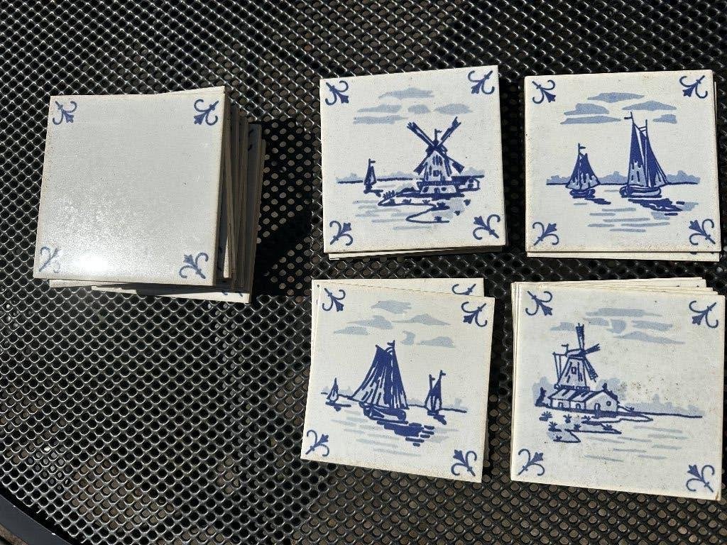 23 decoratieve wandtegels (blauw wit), Ophalen, Nieuw, Minder dan 20 cm, Minder dan 20 cm