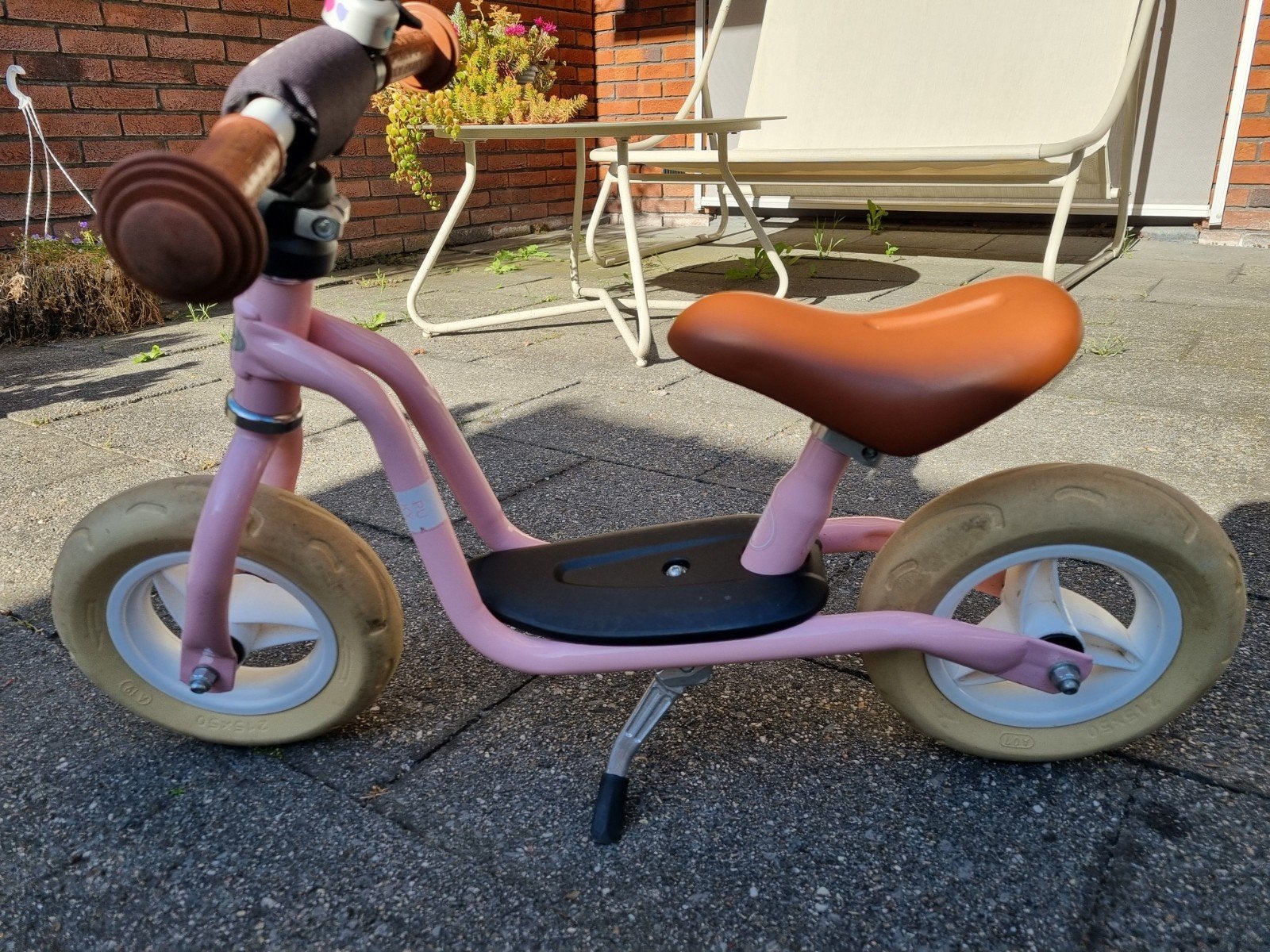 Puky loopfiets roze met bruine details, Ophalen, Zo goed als nieuw, Minder dan 16 inch, Puky