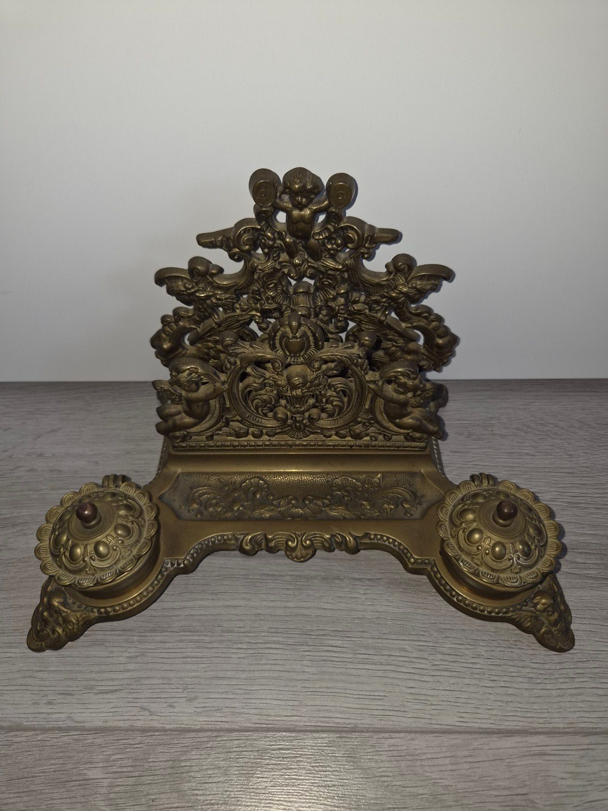 Antieke franse dubbele inktpot met brievenhouder, Ophalen of Verzenden