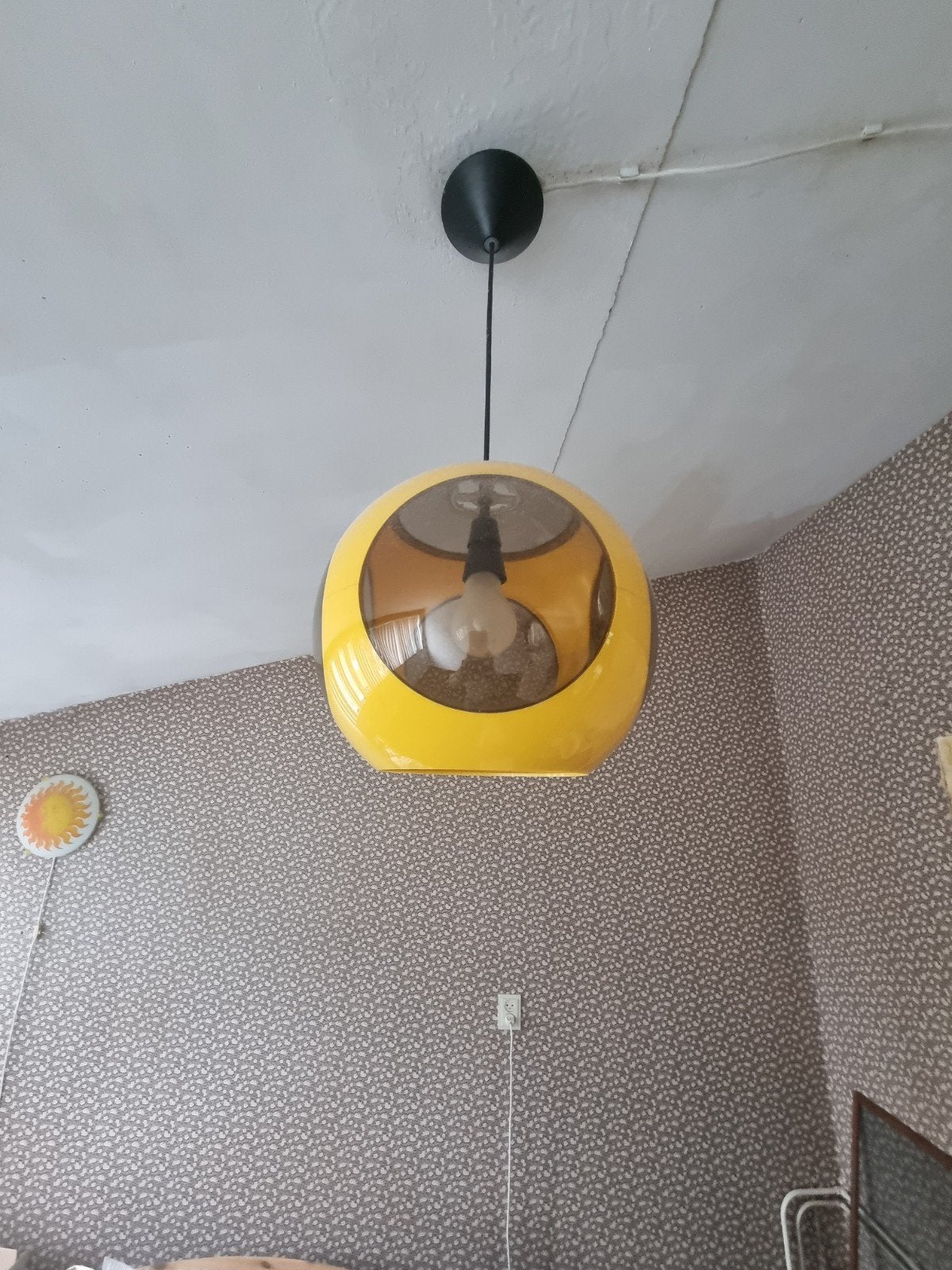 Leuke gele retro lamp, Huis en Inrichting, Lampen | Hanglampen, Ophalen, Gebruikt