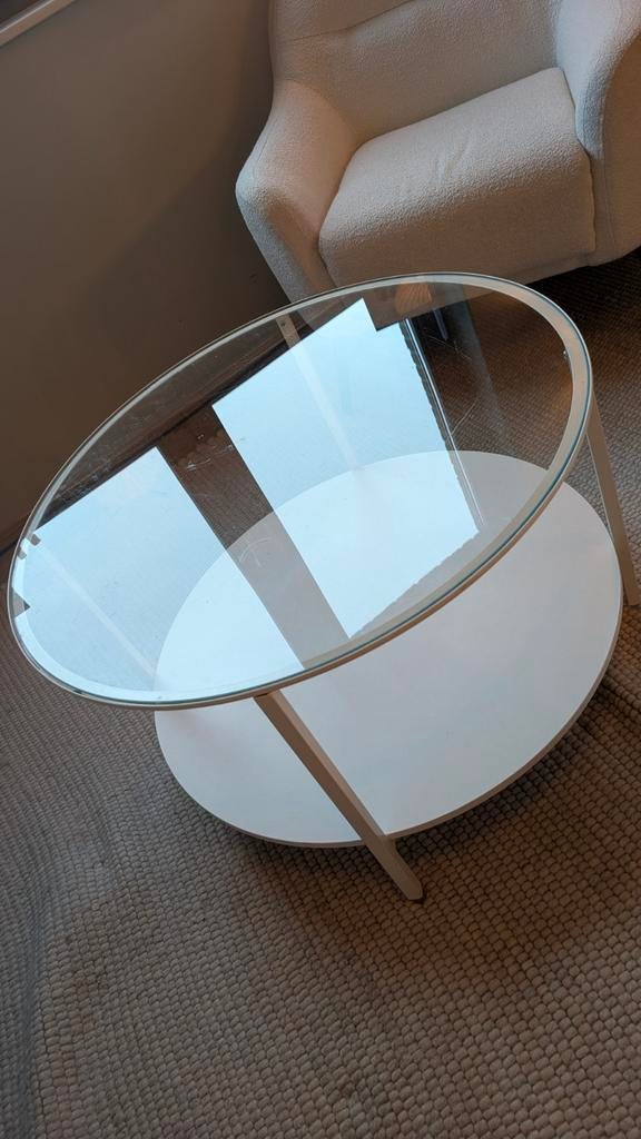 Ikea Vittsjö ronde salontafel glas wit, Ophalen, Gebruikt, 50 tot 100 cm, Rond